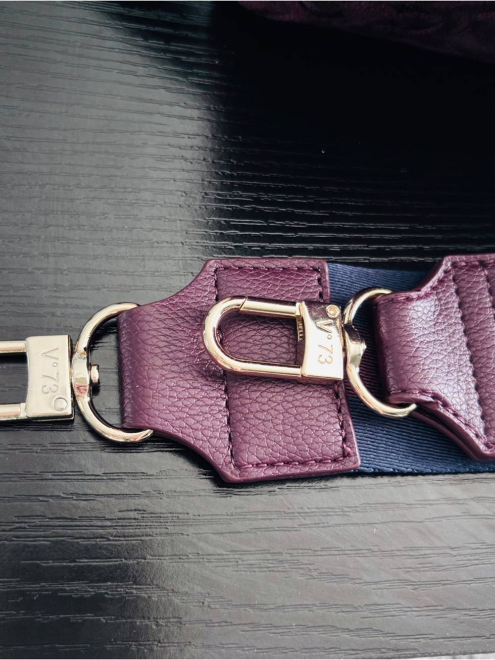 V°73 Italy Burgundy Velvet Crossbody Bag Wide Logo Strap NWT - Picture 9 of 16